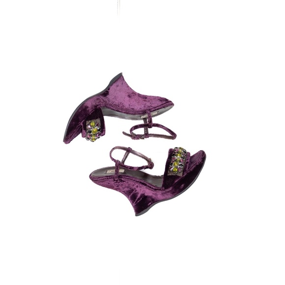 Prada Purple Velvet Sculptural Wedge Sandals – Size US 7 / UK 4.5 / EU 37 - Picture 4 of 9